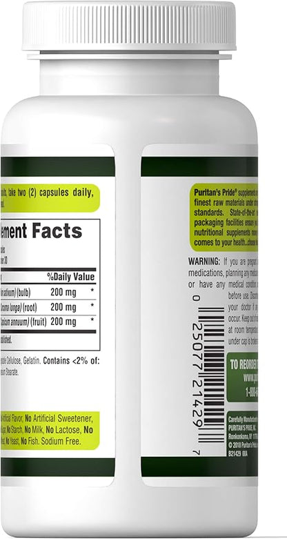 Puritan's Pride Garlic, Turmeric & Cayenne, 60 Capsules