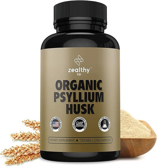 Psyllium Husk Capsules, All-Natural Fiber Supplement,