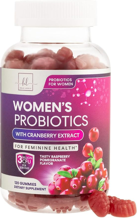 Women's Probiotic - Probiotics for Women Gummy for Digestive Health, Vaginal pH, Urinary & Immune Health Support, 3 Billion CFU w/Cranberry, Probiotic & Prebiotic Gummies for Women - 120 Gummies