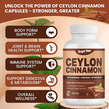 Ceylon Cinnamon Capsules 1200mg Cinnamon Bark 120 Capsules,
