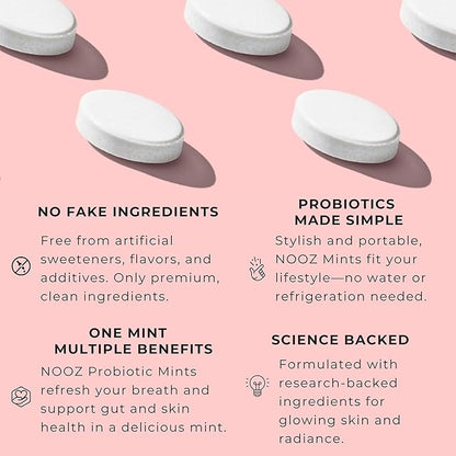 NOOZ Probiotic Mints 12-Pack - Gut & Oral Health Support - Spicy Cinnamon | Boosts Immunity & Digestion, Freshens Breath - Sugar-Free, No Aspartame - Bulk Wellness for Daily Health, 300 Mints
