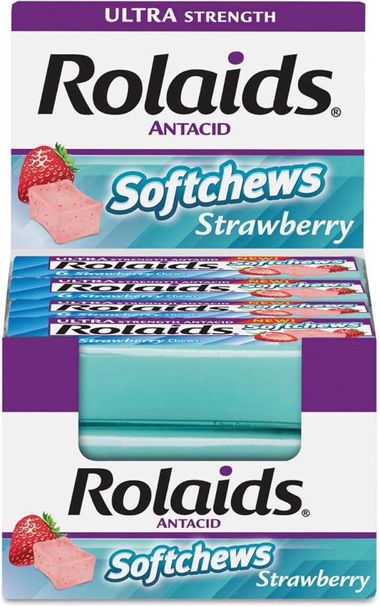 Ultra Strength Antacid Softchews, Strawberry, 6/Pack, 12 Packs/Box