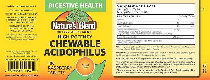 Nature's Blend ACIDOPHILUS CW 100 HI-PTCY,(Pack 1)