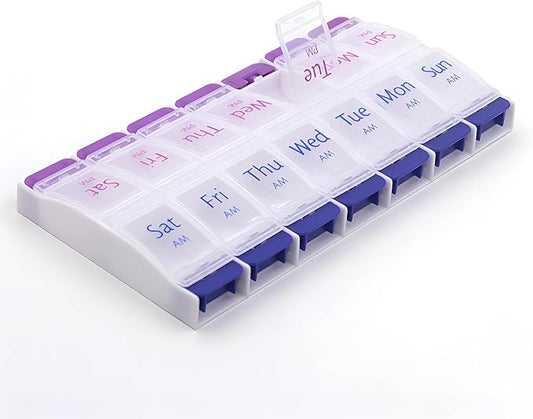 Weekly Pill Organizer with 14 Compartments 2 Cases,