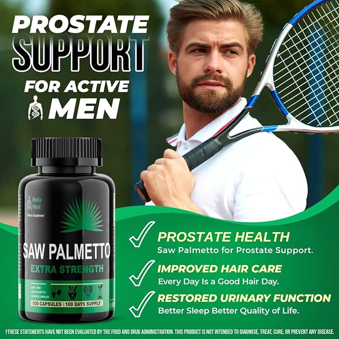 Saw Palmetto for Men - Prostate Health Supplements for Men Urinary Health - Natural DHT Blocker, 500mg Extra Strength Hair Regrowth Treatments - 100 Capsules 3 Months Supply