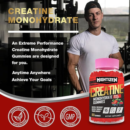 Creatine Monohydrate Gummies Complex 5000mg B12 for 60 Gummies)