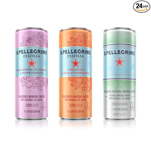 S.Pellegrino Essenza Variety Pack - Dark Morello Cherry, Wild Strawberry, Original (unflavored),11.15 Fl. Oz (Pack of 24)