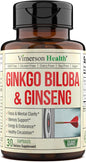 Ginseng & Ginkgo Biloba Supplements. Extra 800mg + 600mg + 120mg.30 caps