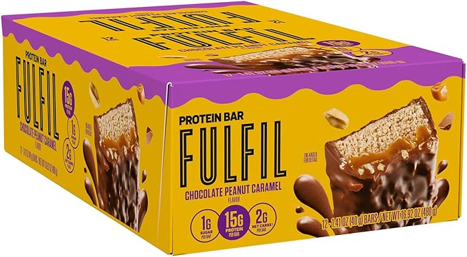 FULFIL Protein Snack Bars, Chocolate Peanut Caramel, 15g Protein, Pantry Staples, 12 Count