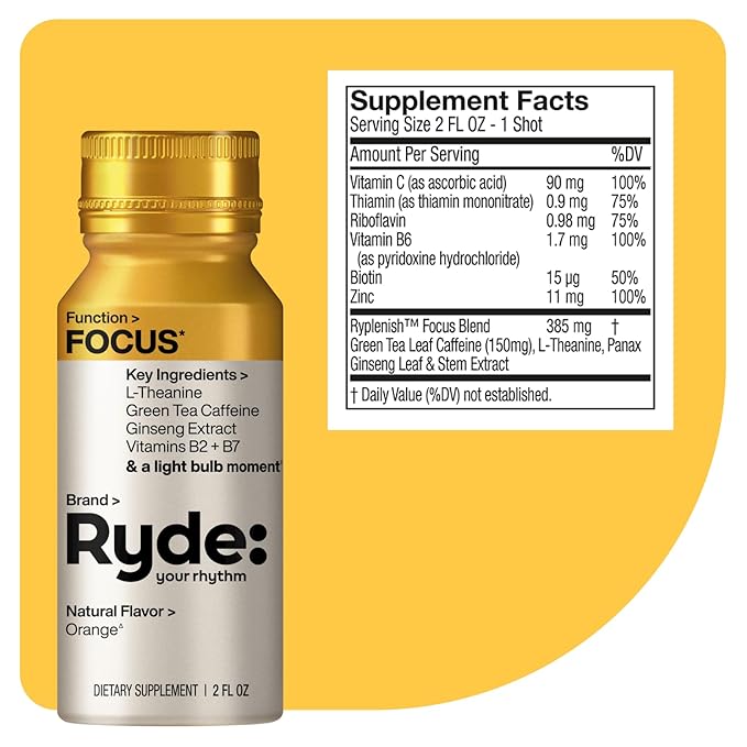 RYDE: Focus Shot 0 Calories, 0 Sugar 2 FL (8 Pack)