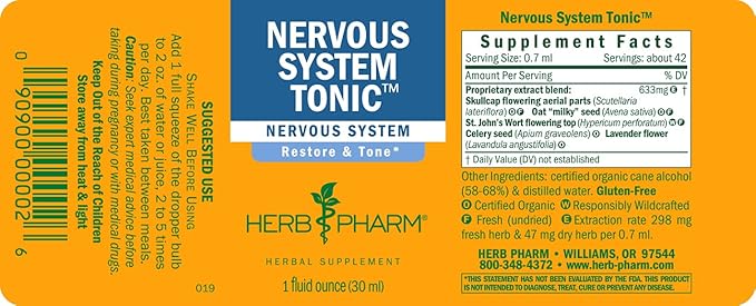 Herb Pharm Nervous System Tonic Liquid 1 Ounce (FASKULL01)