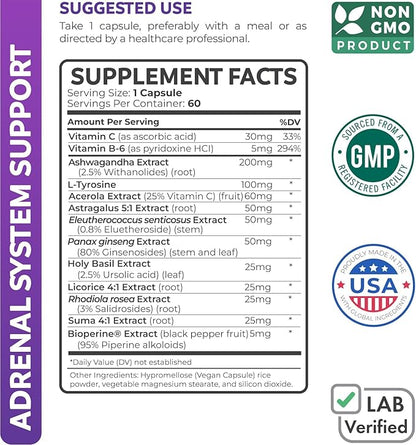 Adrenal System Support & Cortisol Manager (2 Month 60 Capsules
