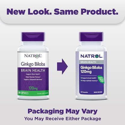 Natrol Brain Health Ginkgo Biloba 120mg, 60 Capsules, 60 Day