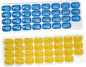 AM/PM 31 Day Monthly Pill Organizer Holder with Removable Medication Pods and Bonus Medical Alert Card - Blue for Morning & Grey for Evening (Blue & Yellow)