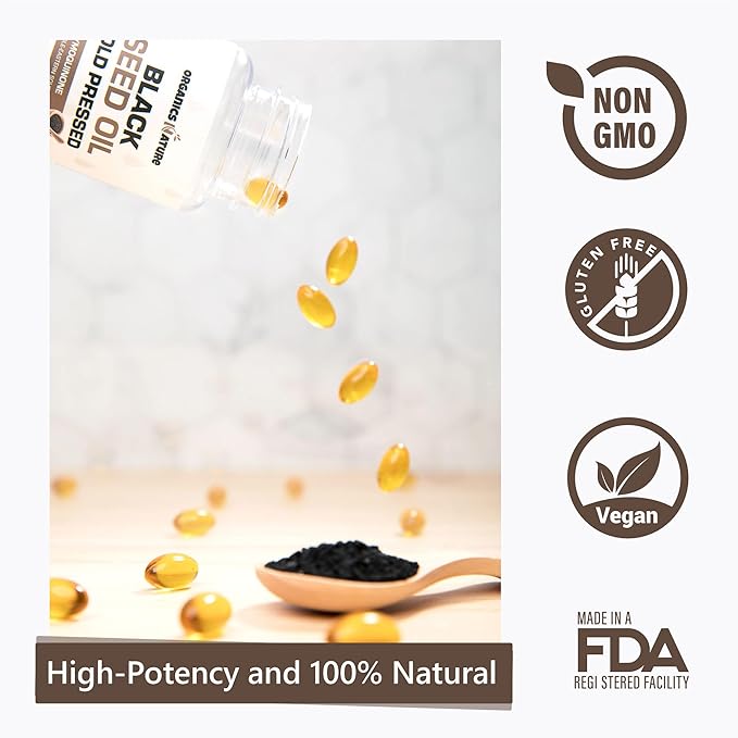 ORGANICS NATURE Black Seed Oil Capsules 1000MG Vegan 100% Cold 3s