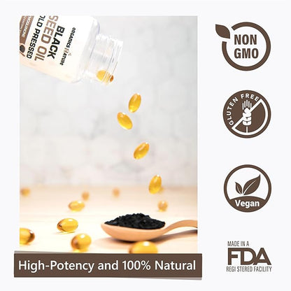 ORGANICS NATURE Black Seed Oil Capsules 1000MG Vegan 100% Cold 3s