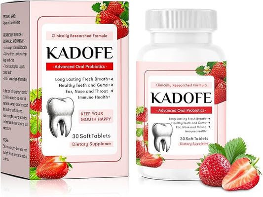 Oral Probiotics for Gums and Teeth Health & Fresh Breath, 35 Billion CFU Advanced Oral Probiotics for Mouth Bad Breath, Combats Dry Mouth, Halitosis, 30 Tablets (Strawberries-1pcs)