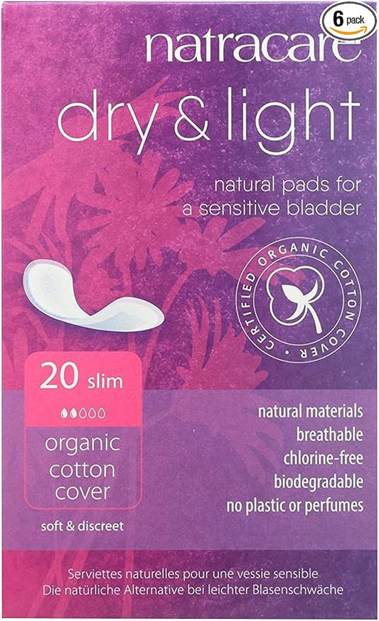 Natracare Dry & Light, Slim, Natural (6 Pack, 120 Pads