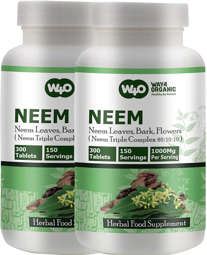 Neem Triple Complex (80:10:10) - 300 Tablets, 150 Serving, 1000 Mg 2)
