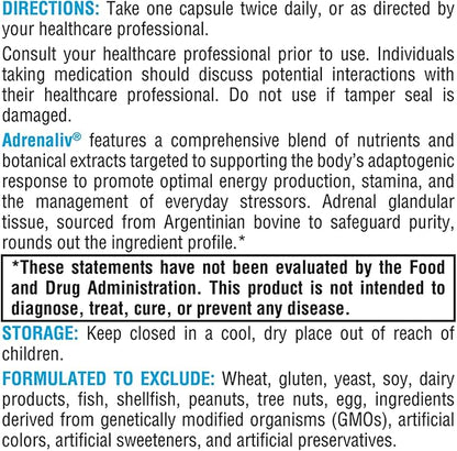 XYMOGEN Adrenaliv - Adrenal Support Supplement B6 (60 (60 Capsules)