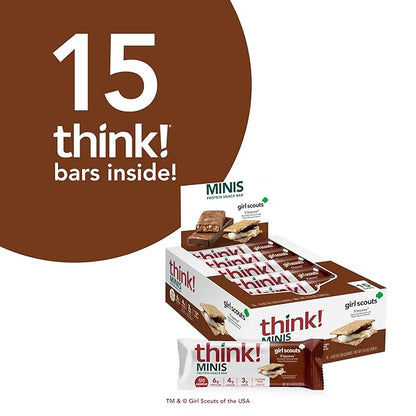 think! Minis Protein Snack Bar, Gluten Free, Girl Scouts S'mores, 15 Count