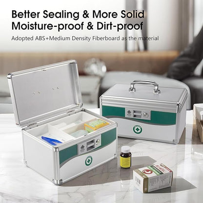 Med Box, Medicine Lock Box,Locking Medicine Boxes【Extra-Large16 x 9.25 x 7.5 Inch】,Lock