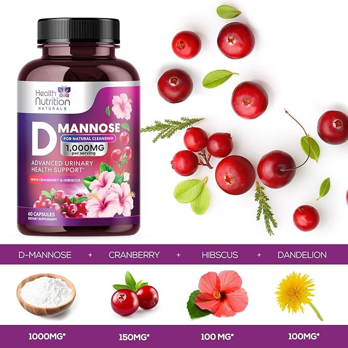D-Mannose & Cranberry Extract 1350mg Advanced 60 Capsules