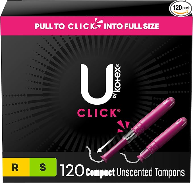 U by Kotex Click Multipack Tampons, 120 Count (8 Packs 15) (Packaging