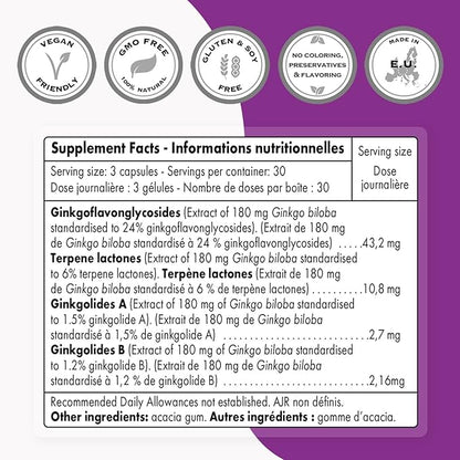 Supersmart - Ginkgo Biloba 180 mg 24% Ginkgo 90 Vegetarian
