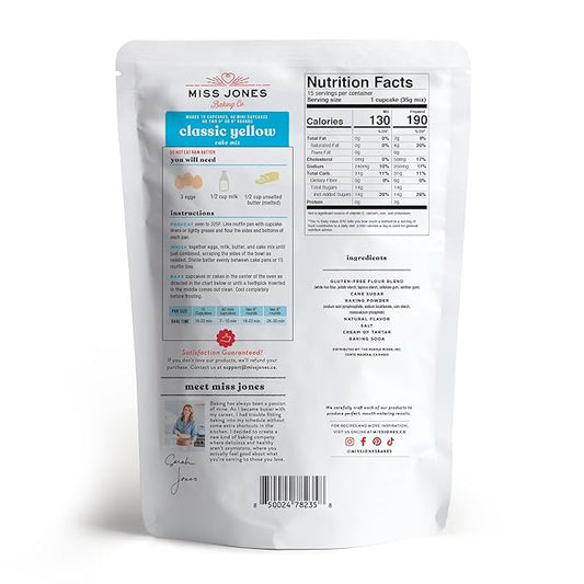 Miss Jones Baking Gluten-Free Classic Yellow Cake Mix - Certified Gluten Free & Made with Premium Ingredients, Easy To Bake Desserts & Treats, Moist & Delicious, 19 Ounce (Pack of 6)