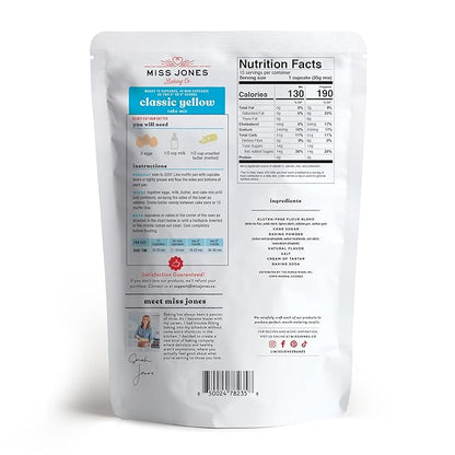 Miss Jones Baking Gluten-Free Classic Yellow Cake Mix - Certified Gluten Free & Made with Premium Ingredients, Easy To Bake Desserts & Treats, Moist & Delicious, 19 Ounce (Pack of 1)