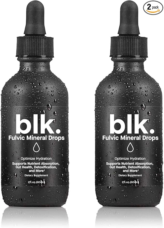 blk. PH 8+ Natural Mineral Alkaline Water Drops Electrolyte Infused with Fulvic and Amino Acids, Zero Sugar, 2oz., 2-Pack