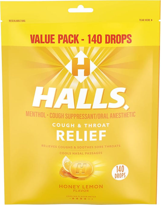 Halls Relief Honey Lemon Cough Drops, 140 Drops 2)