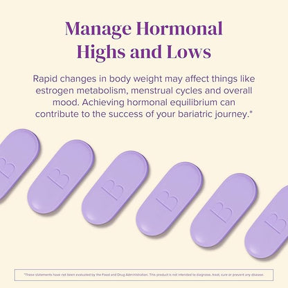 BariMelts Hormonal Balance+, 60 Easy-Swallow Caplets (1-Month Supply), Bariatric Supplement with DIM, NAC and Chasteberry, Supports Hormone Balance for Women After Bariatric Surgery