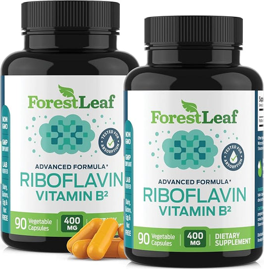 Vitamin B2 Riboflavin 400mg 2 Vit B2 Vitamin 400mg Vegetable 90 Count 2-Pack