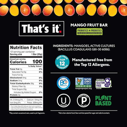 That’s it. (12 Pack Mango) Probiotic 100% All 2 Ingredients 30 Compliant,