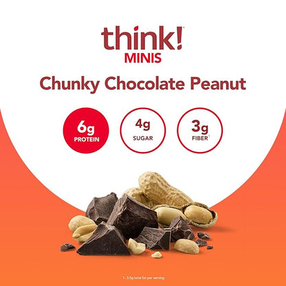 think! Minis Protein Snack Bar, Gluten Free, Chunky Chocolate Peanut, 15 Count