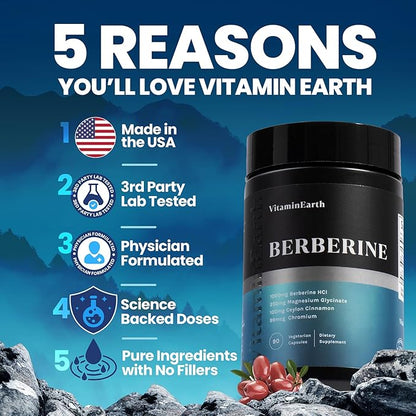 Berberine Supplement Complex 1000mg, Ceylon 90 Capsules