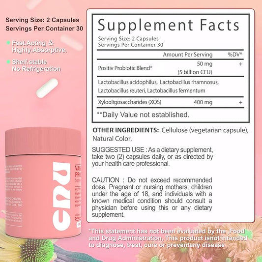 Women's Vaginal Probiotics - pH Balance & Prebiotics with Lactobacillus Blend - Promote Healthy Vaginal Flora & Vaginal Odor,60 Count (1)