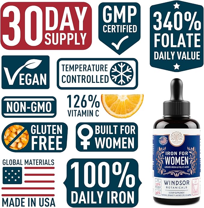 Liquid Iron Supplement for Women 2-Pack 2x2oz