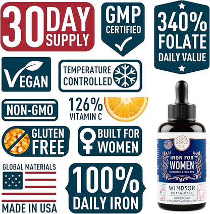 Liquid Iron Supplement for Women 2-Pack 2x2oz