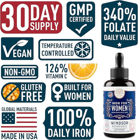 Liquid Iron Supplement for Women 2-Pack 2x2oz
