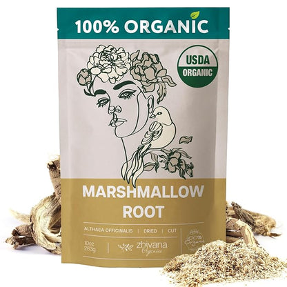 Marshmallow Root Tea Organic - Marshmellow Root Plant - Dried Althea Herb - Throat Coat Tea - Large Bag 10 Ounces