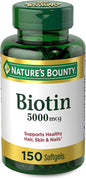 Nature's Bounty Biotin, Vitamin Supplement, Supports 5000 mcg, 150 Softgels