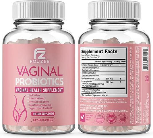 Vaginal Probiotics for Women pH Balance — Cranberry Extract Prebiotics & Lactobacillus Blend — Women’s Vaginal Health Supplement for Vaginal Odor & Vaginal Flora, Yeast Balance, 60 Capsules