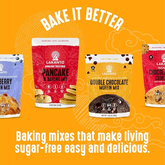 Lakanto Sugar Free Keto Cake Mix - Sweetened with Monk Fruit, Gluten Free, 1 Net Carb, Keto Diet Friendly, Delicious - Chocolate