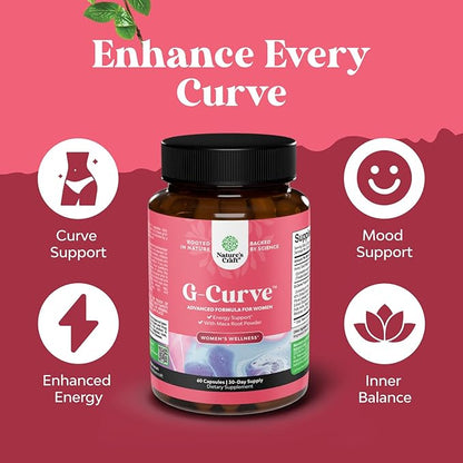 Natures Craft G-Curve Butt and Breast Enhancement Pills - Herbal Enhancer May Support Body Sculpting Curves with Saw Palmetto Extract Horny Goat Weed for Women *Results Vary 60 Count