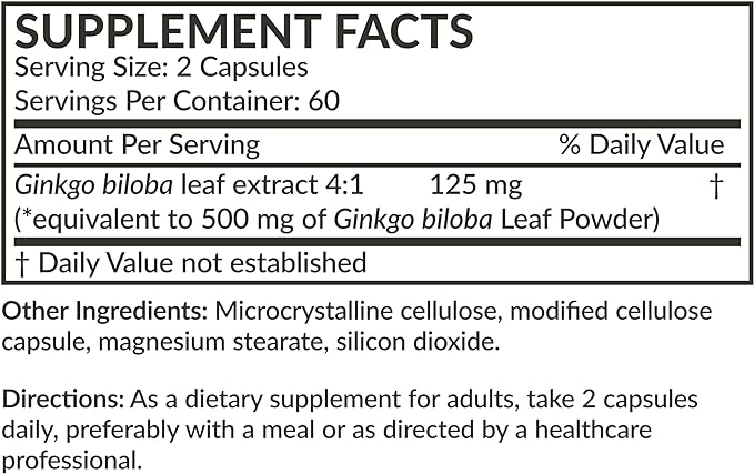 Futurebiotics Ginkgo Biloba 500mg Extra Strength 120 Vegetarian