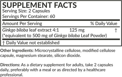 Futurebiotics Ginkgo Biloba 500mg Extra Strength 120 Vegetarian