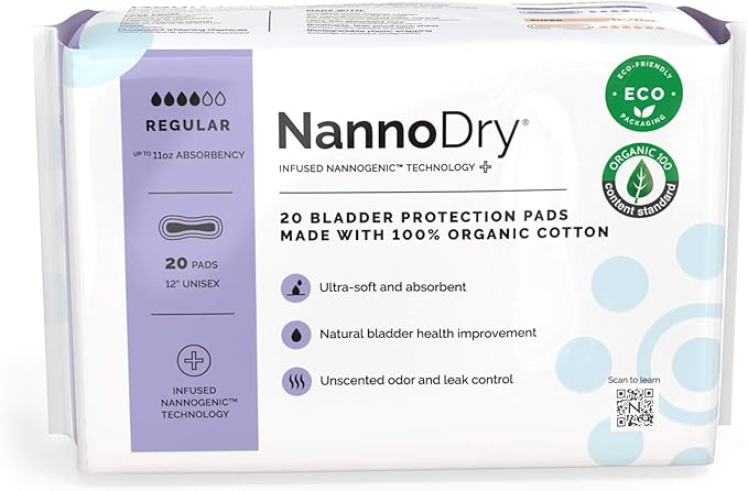 Natural Incontinence Pads (20 Count 1) - 12" Long